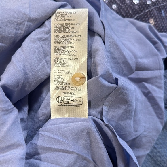 Pilcro Long Sleeve Sequin Mini Shirt Dress Blue Womens Size XL Collard Neckline - Picture 11 of 12